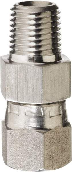 Made in USA - 3/4" Grade 316 Stainless Steel Pipe Adapter - MNPT x NPSM Swivel End Connections, 2,700 psi - Americas Industrial Supply