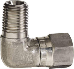 Made in USA - 1" Grade 316 Stainless Steel Pipe 90° Elbow - MNPT x NPSM Swivel End Connections, 2,000 psi - Americas Industrial Supply
