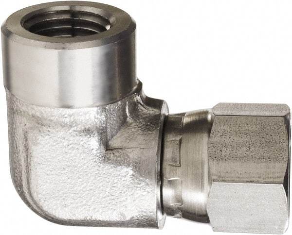Made in USA - 1" Grade 316 Stainless Steel Pipe 90° Elbow - FNPT x NPSM Swivel End Connections, 2,000 psi - Americas Industrial Supply