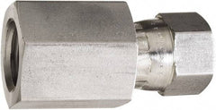 Made in USA - 1-1/4" Tube OD, 37° Stainless Steel Flared Tube Swivel Connector - 1-5/8-12 NPT, Female Flare x FNPT Ends - Americas Industrial Supply