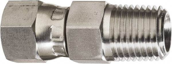 Made in USA - 2" Tube OD, 37° Stainless Steel Flared Tube Swivel Connector - 2-1/2-12 NPT, Female Flare x MNPT Ends - Americas Industrial Supply