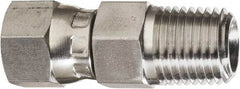 Made in USA - 1-1/4" Tube OD, 37° Stainless Steel Flared Tube Swivel Connector - 1-5/8-12 NPT, Female Flare x MNPT Ends - Americas Industrial Supply