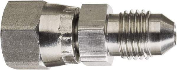 Made in USA - 1" Tube OD, 37° Stainless Steel Flared Tube Swivel Connector - 1-5/16-12 Female Flare x Male Flare Ends - Americas Industrial Supply