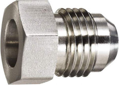 Made in USA - 1-1/4" Tube OD, 37° Stainless Steel Flared Tube OD Socket - 1-5/8-12 Weld x Male Flare Ends - Americas Industrial Supply