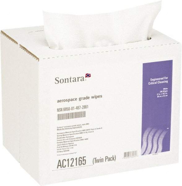NuTrend Disposables - Dry Aerospace Wipes - Pop-Up, 12" x 16-1/2" Sheet Size, White - Americas Industrial Supply