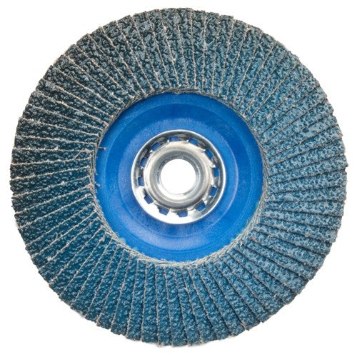 ‎5″ × 5/8″-11 Flap Disc BlueFire Quick Trim Type 27 Plastic Plate 40 Grit - Americas Industrial Supply