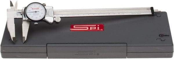 SPI - 0mm to 200mm Range, 0.01 mm Graduation, 1mm per Revolution, Dial Caliper - White Face, 50mm Jaw Length, Accurate to 0.03mm - Americas Industrial Supply