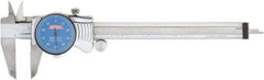 SPI - 0" to 6" Range, 0.001" Graduation, 0.1" per Revolution, Dial Caliper - Blue Face, 1.57" Jaw Length, Accurate to 0.0010" - Americas Industrial Supply