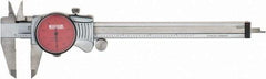 SPI - 0" to 6" Range, 0.001" Graduation, 0.1" per Revolution, Dial Caliper - Red Face, 1.57" Jaw Length, Accurate to 0.0010" - Americas Industrial Supply
