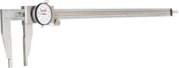 SPI - 0" to 18" Range, 0.001" Graduation, 0.1" per Revolution, Dial Caliper - White Face, 3.125" Jaw Length, Accurate to 0.0020" - Americas Industrial Supply
