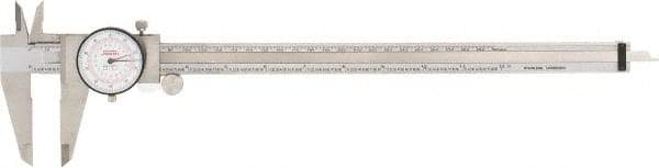 SPI - 0" to 12" Range, 0.001" and 0.02 mm Graduation, 0.001" per Revolution, Dial Caliper - White Face, 64mm Jaw Length, Accurate to 0.04mm - Americas Industrial Supply