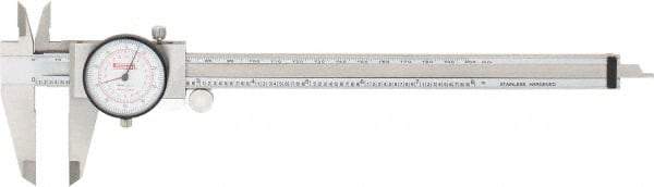 SPI - 0" to 8" Range, 0.001" and 0.02 mm Graduation, 0.001" per Revolution, Dial Caliper - White Face, 50mm Jaw Length, Accurate to 0.03mm - Americas Industrial Supply