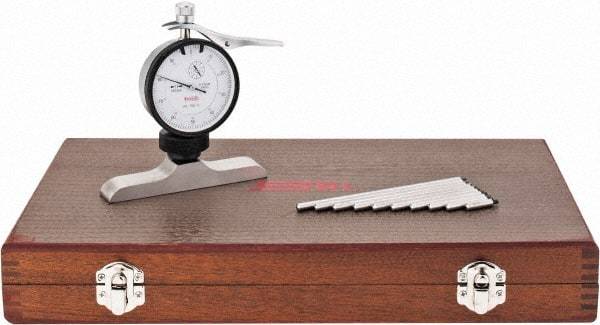SPI - 0 to 100mm Range, Steel, White Dial Depth Gage - 0.01mm Graduation, 0.02mm Accuracy, 101mm Base Measuring Length - Americas Industrial Supply