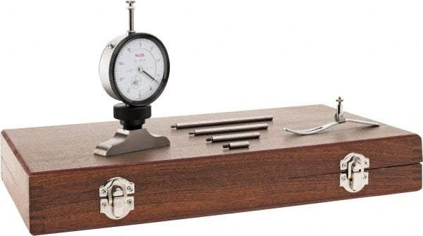 SPI - 0 to 4" Range, Steel, White Dial Depth Gage - 0.001" Graduation, 0.002" Accuracy, 2-1/2" Base Measuring Length - Americas Industrial Supply