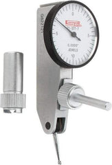 SPI - 0.02" Range, 0.0005" Dial Graduation, Horizontal Dial Test Indicator - 1-1/4" White Dial, 0-10-0 Dial Reading, Accurate to 0.0005" - Americas Industrial Supply
