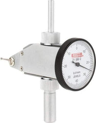 SPI - 0.8mm Range, 0.01mm Dial Graduation, Vertical Dial Test Indicator - 32mm White Dial, 0-40-0 Dial Reading, Accurate to 0.013mm - Americas Industrial Supply