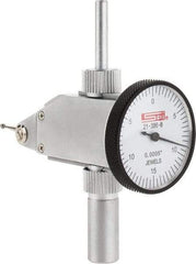 SPI - 0.03" Range, 0.0005" Dial Graduation, Vertical Dial Test Indicator - 1-1/4" White Dial, 0-15-0 Dial Reading, Accurate to 0.0005" - Americas Industrial Supply