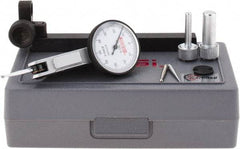 SPI - 8 Piece, 0mm to 1mm Measuring Range, 32mm Dial Diam, 0-50-0 Dial Reading, White Dial Test Indicator Kit - 0.013mm Accuracy, 21.5mm Contact Point Length, 2mm Ball Diam, 0.01mm Dial Graduation - Americas Industrial Supply