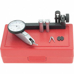 SPI - 8 Piece, 0mm to 0.2mm Measuring Range, 32mm Dial Diam, 0-100-0 Dial Reading, White Dial Test Indicator Kit - 0.04mm Accuracy, 16.2mm Contact Point Length, 2mm Ball Diam, 0.002mm Dial Graduation - Americas Industrial Supply