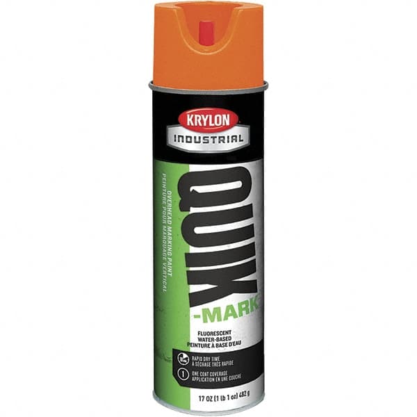 Krylon - 20 fl oz Orange Marking Paint - 664' Coverage at 1" Wide, Water-Based Formula, 320 gL VOC - Americas Industrial Supply