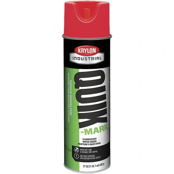 Krylon - 20 fl oz Red Marking Paint - 664' Coverage at 1" Wide, Water-Based Formula, 272 gL VOC - Americas Industrial Supply