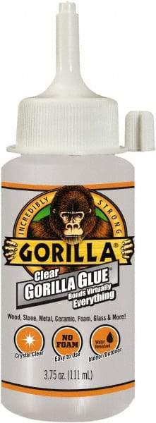 Gorilla Glue - 3.75 oz Bottle Clear All Purpose Glue - 10 min Working Time, 24 hr Full Cure Time, Bonds to Most Surfaces - Americas Industrial Supply