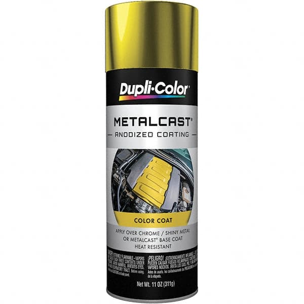 Dupli-Color - 11 oz Yellow Anodized Automotive Heat Resistant Paint - Metallic Finish, 500°F Max Temp, Comes in Aerosol Can - Americas Industrial Supply