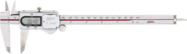 SPI - 0 to 200mm Range, 0.01mm Resolution, IP67 Electronic Caliper - Stainless Steel with 50mm Stainless Steel Jaws, 0.03mm Accuracy - Americas Industrial Supply