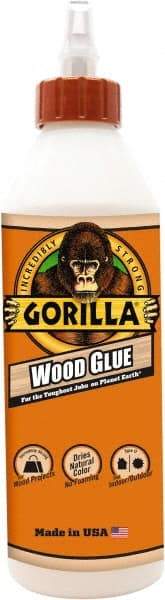 Gorilla Glue - 18 oz Bottle Natural Wood Glue - 3 to 4 hr Working Time, 24 hr Full Cure Time, Bonds to Cork Board & Wood - Americas Industrial Supply