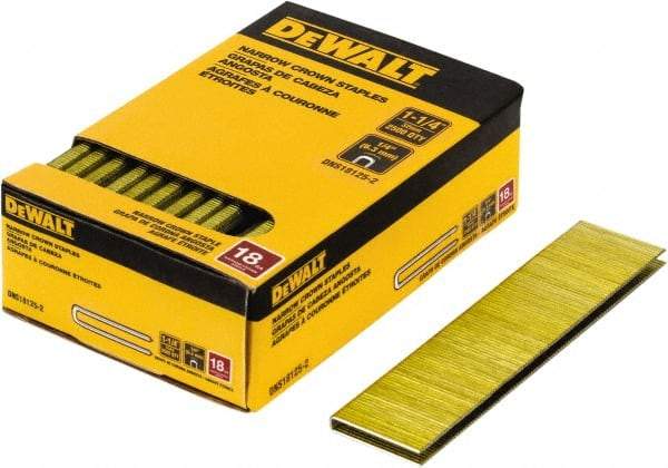 DeWALT - 1-1/4" Long x 1/4" Wide, 18 Gauge Crowned Construction Staple - Steel, Copper Finish, Chisel Point - Americas Industrial Supply