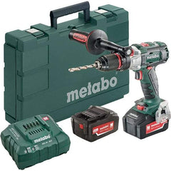 Metabo - 18 Volt 1/16 to 1/2" Keyless Chuck Cordless Hammer Drill - 32300 BPM, 500 to 1,850 RPM, Reversible, Pistol Grip Handle - Americas Industrial Supply