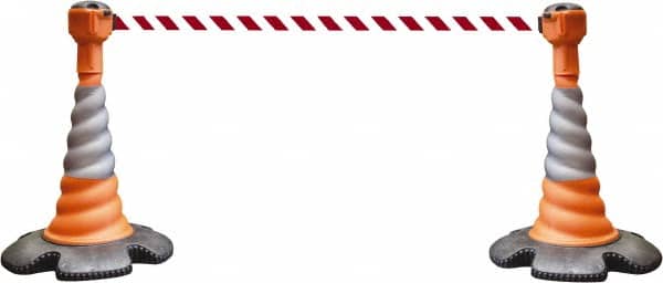 PRO-SAFE - 40" High, Orange, Red & White Warning Post Kit - 23-15/16" Base Width, 27.31 Lb - Americas Industrial Supply