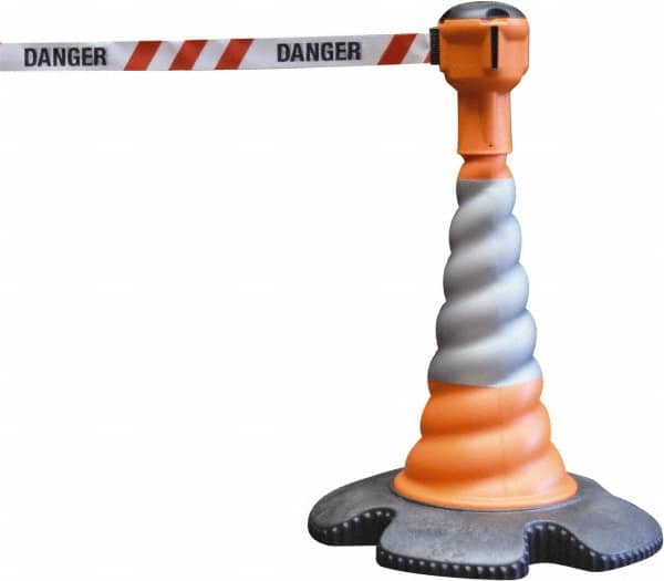 PRO-SAFE - 40" High, Orange & Red Warning Post Kit - 23-15/16" Base Width, 13.65 Lb - Americas Industrial Supply