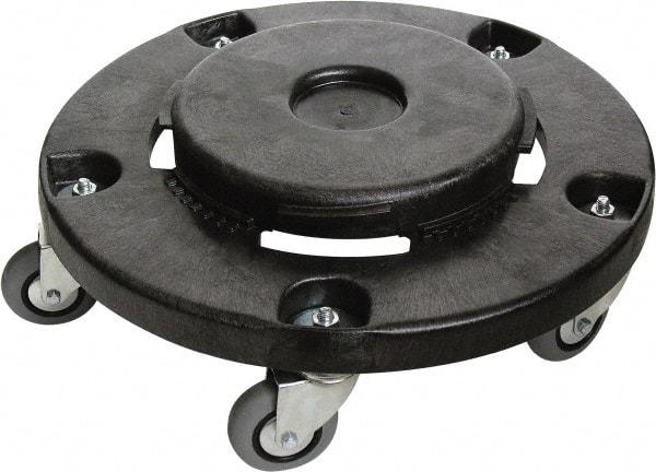 O-Cedar - Round Plastic Trash Can Dolly - Compatible with 44 Gal Containers, 6-1/2" High x 18" Wide x 18" Long, Compatible with MaxiRough - Americas Industrial Supply