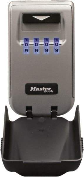 Master Lock - 2" Wide x 4-11/16" Overall Height, Set-Your-Own Combination, Wall Mount Key Safe - Dark Gray Finish - Americas Industrial Supply