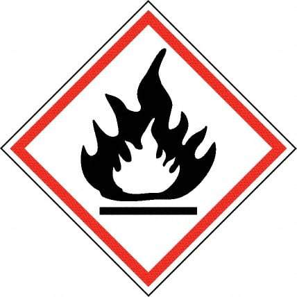 NMC - Hazardous Materials Label, Header: Flammable Warning - Legend: GHS - Graphic, English, Black & Red, 4" Long x 4" High, No Coating - Americas Industrial Supply