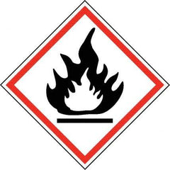NMC - Hazardous Materials Label, Header: Flammable Warning - Legend: GHS - Graphic, English, Black & Red, 4" Long x 4" High, No Coating - Americas Industrial Supply