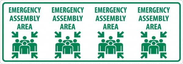 NMC - "Emergency Assembly Area", 12" Long x 34" Wide, Sportwalk Safety Sign - Rectangle, 0.005" Thick, Use for Workplace/Safety - Americas Industrial Supply