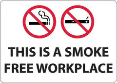 NMC - "This Is a Smoke Free Workplace", 10" Long x 14" Wide, Aluminum Safety Sign - Rectangular, 0.04" Thick, Use for Smoking Regulations - Americas Industrial Supply