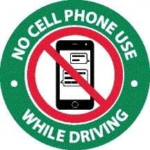 NMC - "No Cell Phone Use", 3" Long x 3" Wide, Pressure-Sensitive Vinyl Safety Sign - Round, 0.0045" Thick, Use for Accident Prevention, Pack of 25 - Americas Industrial Supply