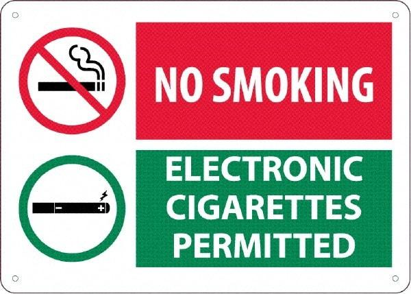 NMC - "No Smoking - Electronic Cigarettes Permitted", 10" Long x 14" Wide, Rigid Plastic Safety Sign - Rectangular, 0.05" Thick, Use for Smoking Regulations - Americas Industrial Supply