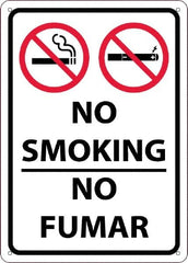 NMC - "No Smoking - No Fumar", 10" Long x 14" Wide, Rigid Plastic Safety Sign - Rectangular, 0.05" Thick, Use for Smoking Regulations - Americas Industrial Supply