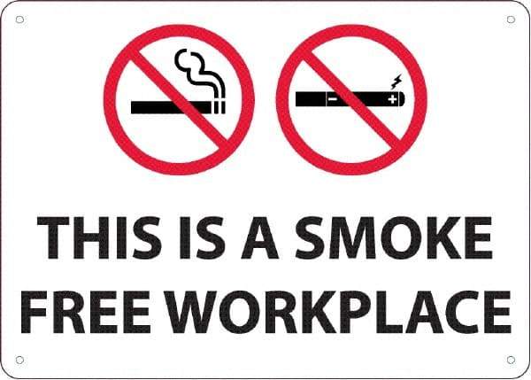 NMC - "This Is a Smoke Free Workplace", 10" Long x 14" Wide, Rigid Plastic Safety Sign - Rectangular, 0.05" Thick, Use for Smoking Regulations - Americas Industrial Supply