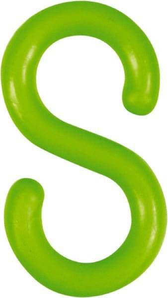 NMC - 2" High x 1/4" Long x 4" Wide Barrier S-Hook - Plastic, Uncoated, Green, Use with Plastic Chain - Americas Industrial Supply