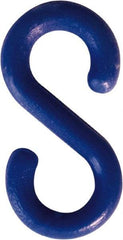 NMC - 2" High x 1/4" Long x 4" Wide Barrier S-Hook - Plastic, Uncoated, Blue, Use with Plastic Chain - Americas Industrial Supply