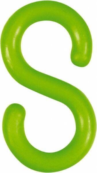NMC - 1-1/2" High x 1/4" Long x 4" Wide Barrier S-Hook - Plastic, Uncoated, Green, Use with Plastic Chain - Americas Industrial Supply