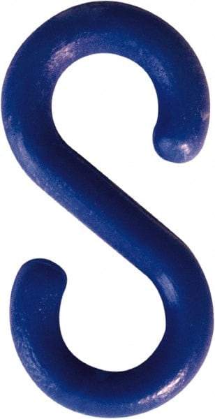 NMC - 1-1/2" High x 1/4" Long x 4" Wide Barrier S-Hook - Plastic, Uncoated, Blue, Use with Plastic Chain - Americas Industrial Supply