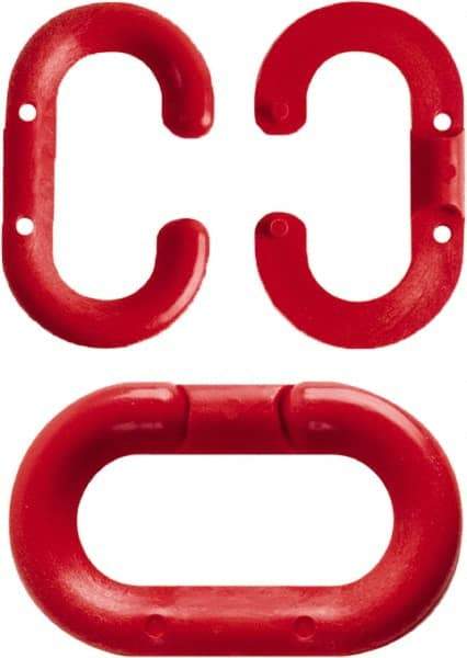 NMC - 1-1/2" High x 1/4" Long x 4" Wide Barrier Connecting Link - Plastic, Uncoated, Red, Use with Plastic Chain - Americas Industrial Supply