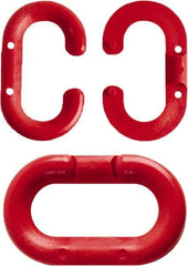 NMC - 1-1/2" High x 1/4" Long x 4" Wide Barrier Connecting Link - Plastic, Uncoated, Red, Use with Plastic Chain - Americas Industrial Supply