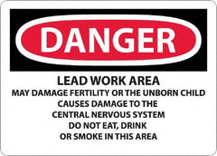 NMC - "Danger - Lead Work Area May Damage Fertility Or The Unborn Child", 10" Long x 14" Wide, Rigid Plastic Safety Sign - Rectangle, 0.05" Thick, Use for Hazardous Materials - Americas Industrial Supply